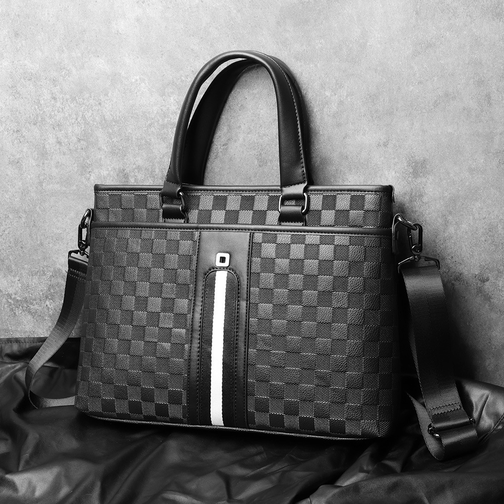 สไตล์ใหม่ กระเป๋าถือลายสก๊อต กระเป๋าคอมพิวเตอร์ กระเป๋าเอกสารธุรกิจ PVC Leather Bags