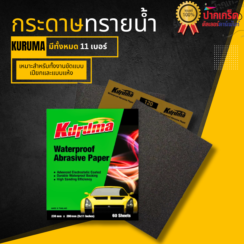 กระดาษทราย น้ำ Kuruma เบอร์ 80-1500 ขายเป็นแผ่น