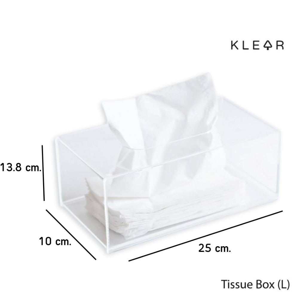 KlearObject Tissue Box-L กล่องอะคริลิคใส่กระดาษทิชชู่ ขนาด 13.8x25x10 cm.รุ่นใส่กระดาษแผ่นยาว กล่องทิชชู่