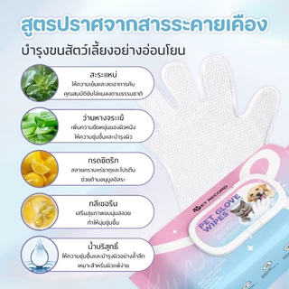 🥇สัตว์เลี้ยงชุดล้างมือฟรี🥇ถุงมือเช็ดทำความสะอาดน้องหมา น้องแมว 24 แผ่น - เนื้อนุ่มละมุนสูตรอ่อนโยน เช็ดได้ทุกที่ ทุกเวลา