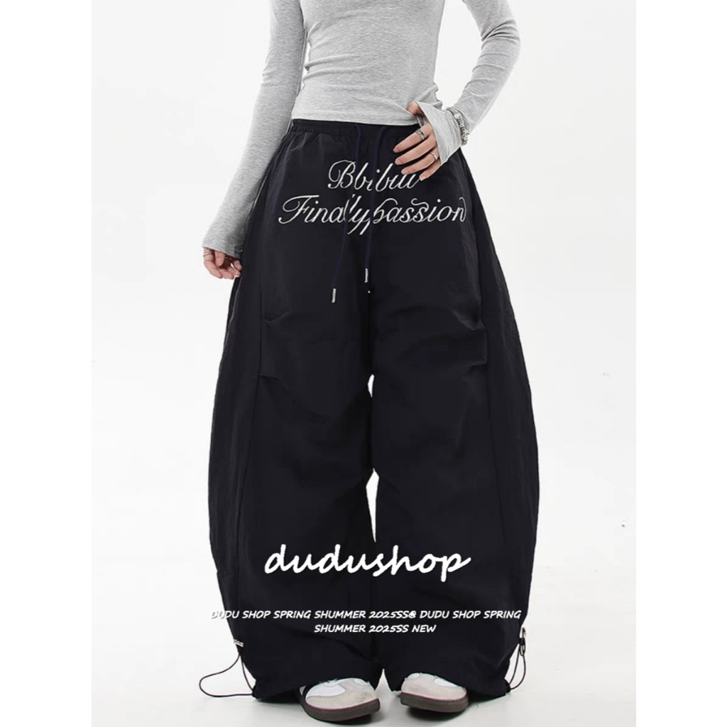 [Summer quick-drying fabric jazz dance wide-leg pants]กางเกงขากว้างลำลองพิมพ์ลายตัวอักษรเต้นรำฤดูร้อนสำหรับผู้หญิง