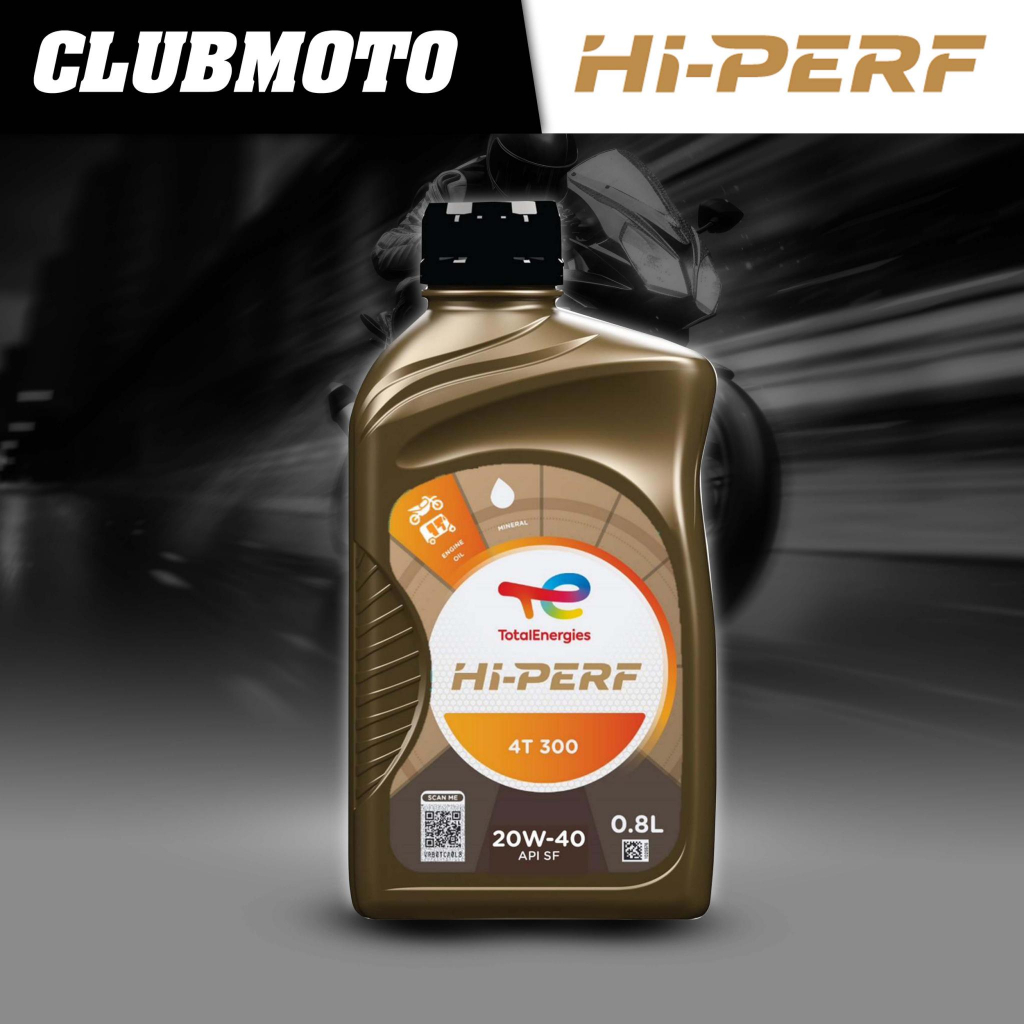 น้ำมันเครื่อง TOTAL Hi-PERF 4T 300 20W-40 ขนาด 0.8 L สำหรับมอเตอร์ไซค์