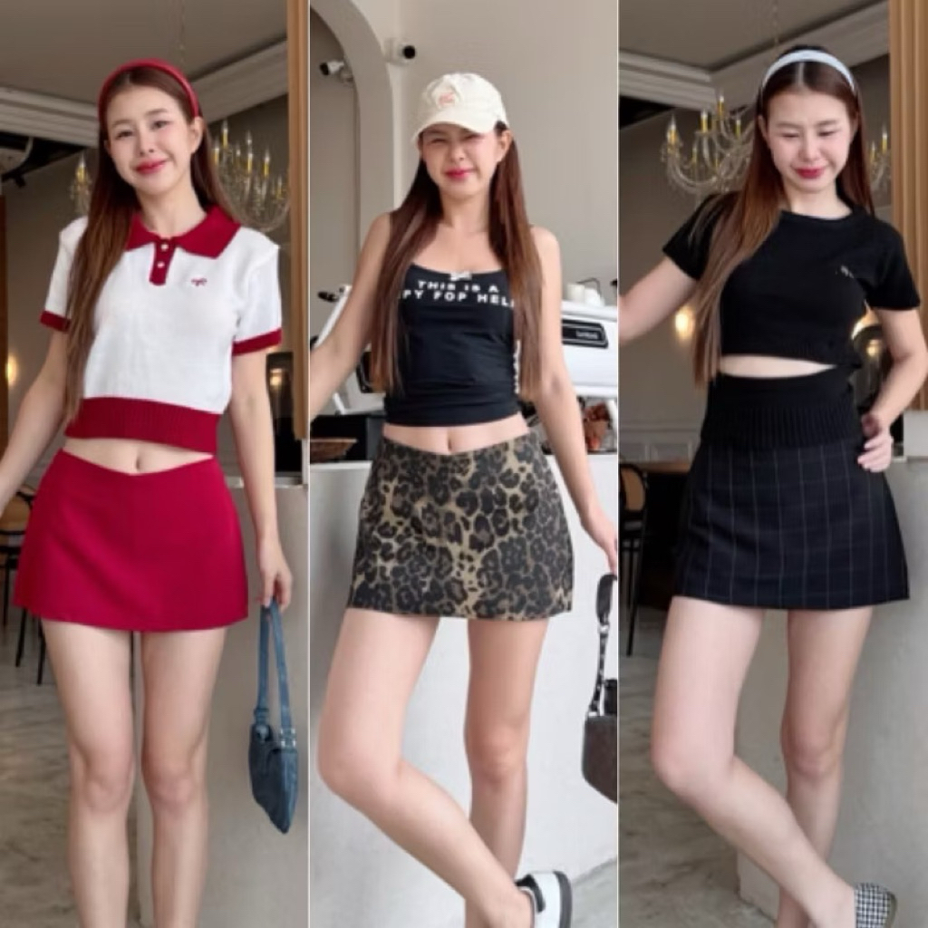 ส่งต่อ Cayla luv skirt กระโปรงเอวต่ำ มีซับกางเกง🔥พร้อมส่ง กระโปรงสั้นเอวต่ำ มีกางเกงซับในให้ในตัว สี