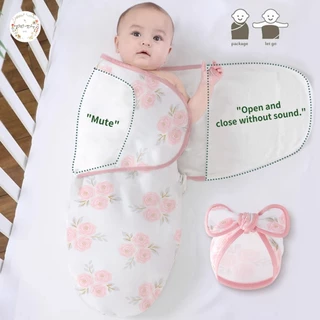 CICI baby ชุดหมวกคลุมศีรษะผ้าห่อตัวเด็กผู้หญิงแบบผ้าฝ้าย พร้อมอุปกรณ์สำหรับเด็กแรกเกิดแบบปรับได้