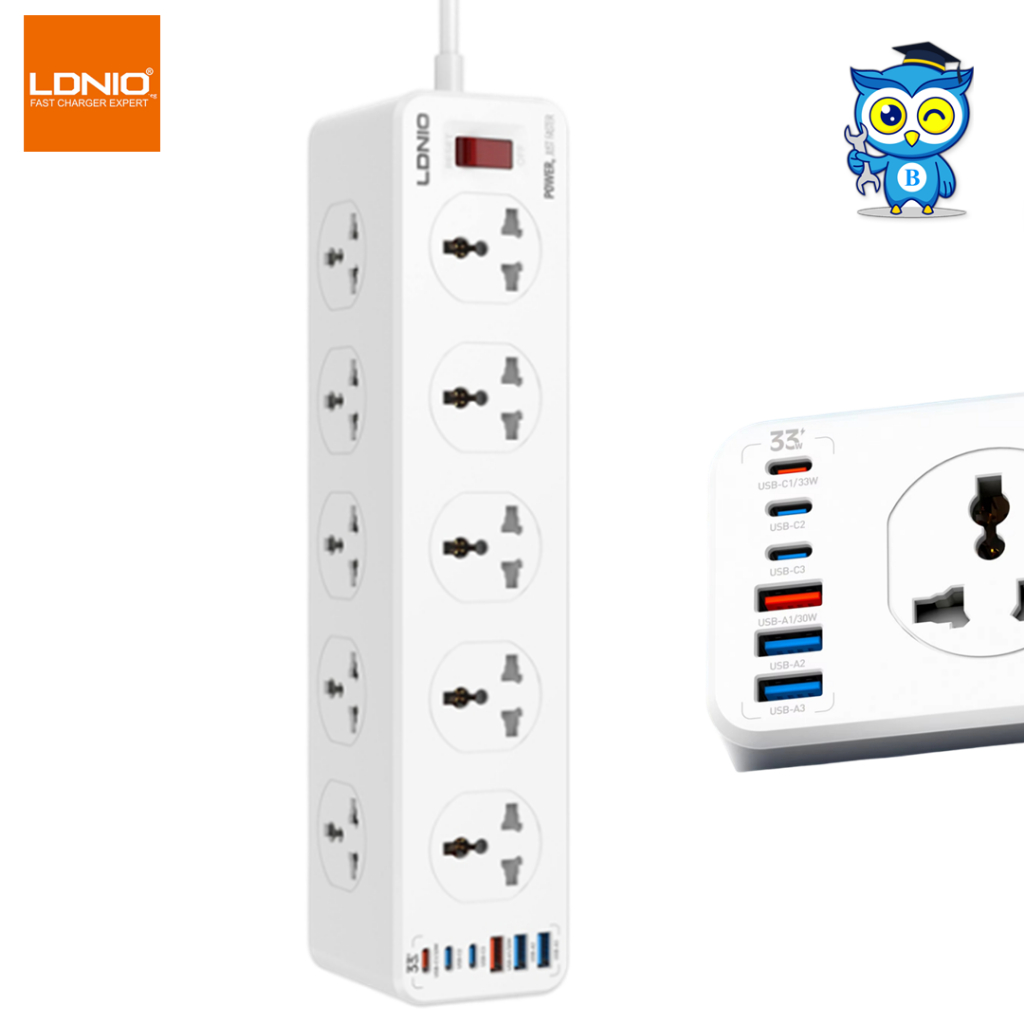 ของแท้100% LDNIO SC10610  ปลั๊กไฟ 10Socket รองรับ 5USB &1USB-C QC 3.0 Fast charge ชาร์จเร็ว