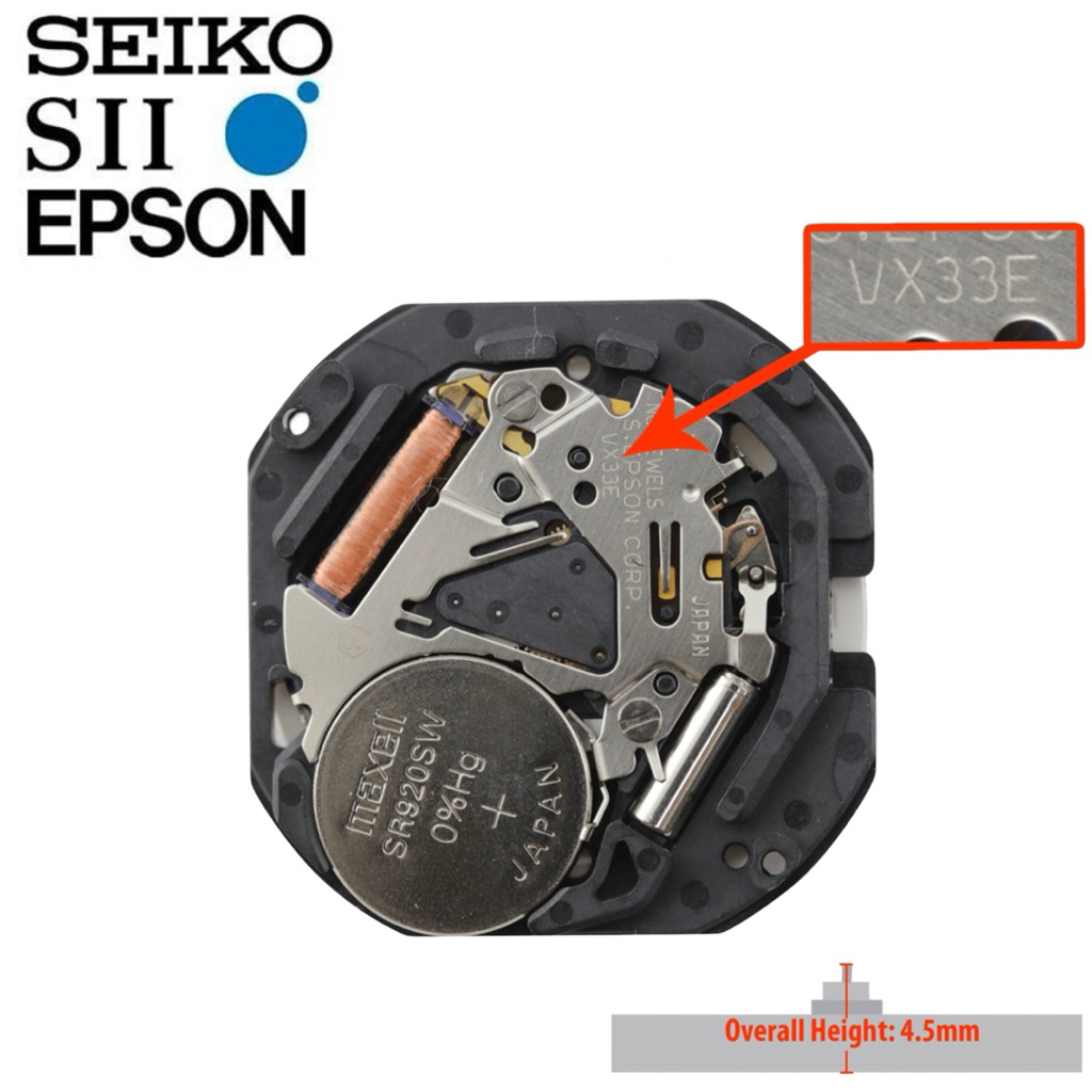 Seiko epson Vx33e at 3 O'clock Seiko Quartz Watch Movement