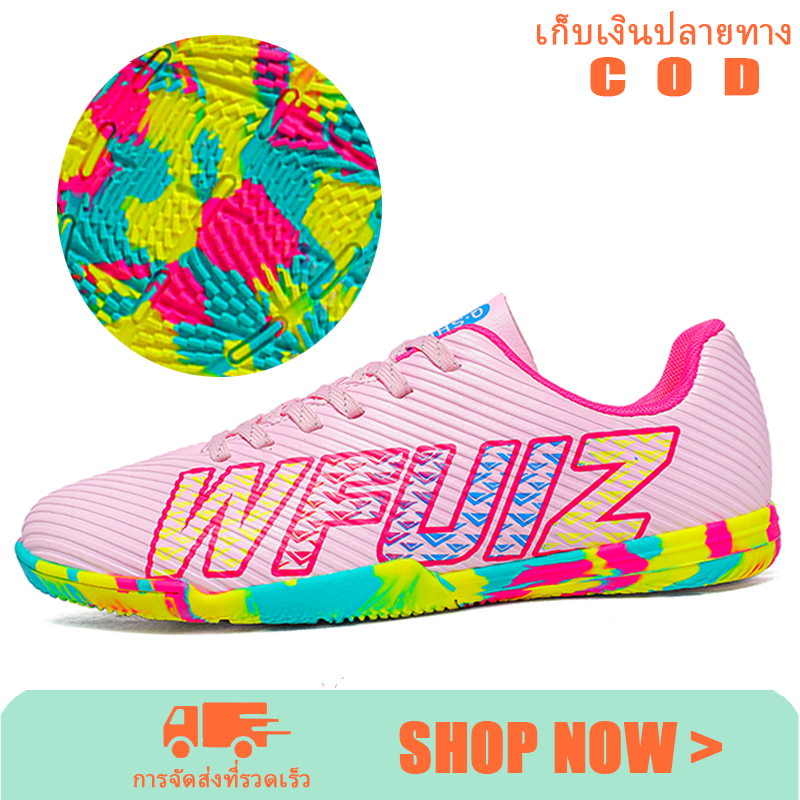 รองเท้าฟุตซอล ผ้าใบฟุตซอล สีดำแดง futsal ถูกที่สุด 【Bangkok IN STOCK】
