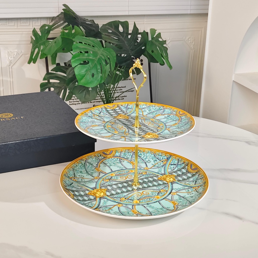 Versace Baroque-patterned high-quality bone China strainer plates, fruit plates and cake plates