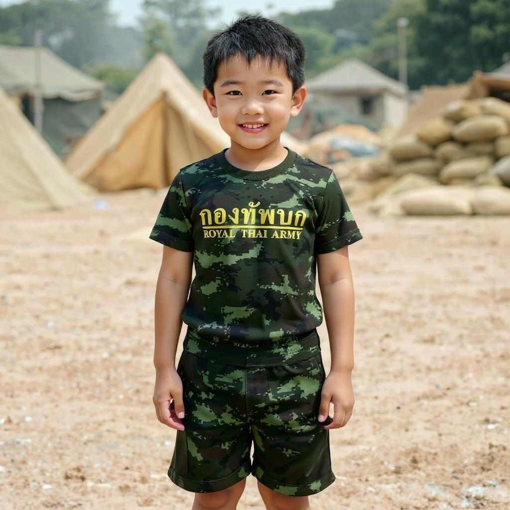 "หน่วยกล้าหาญประจำบ้าน! ใส่แล้วพร้อมลุยทั้งสนามเด็กเล่นและสนามใจแม่!" ชุดลายพรางทหารน้อย  มาแล้ว
