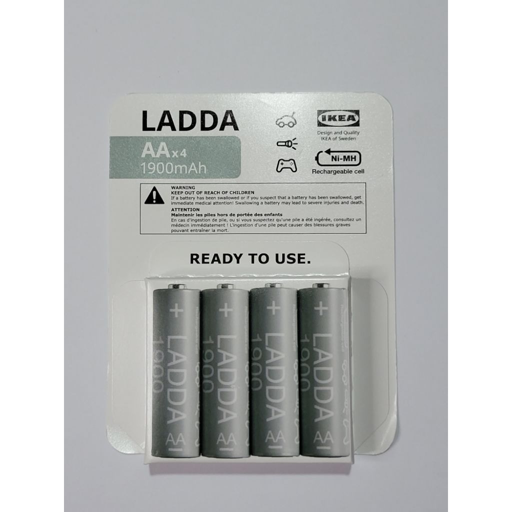LADDA ลัดด้า IKEA แบตเตอรีชาร์จไฟได้, AAA , AA