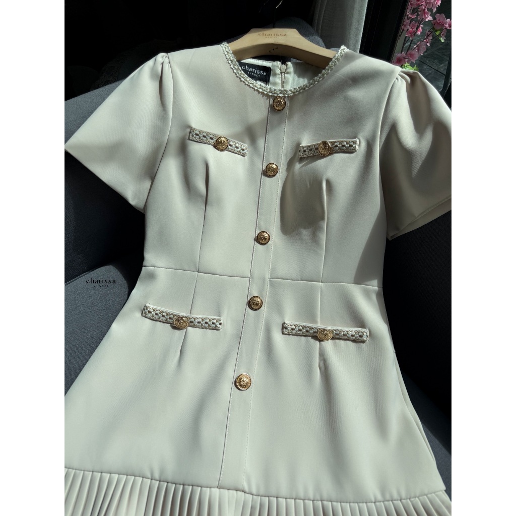 [CHARISSA] ชุดเดรสสุดหรูที่ผสมผสานความเรียบโก้และความหวานได้อย่างลงตัว ดีไซน์ทรงเข้ารูปช่วงตัว - รูปที่ 7