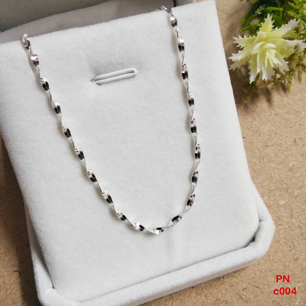 PN สร้อยคอเงินแท้92.5% สร้อยเงิน ลายบิดเกลียว ยาว 18 20 นิ้ว Chain (c004)
