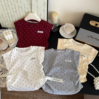 พร้อมส่ง 🇹🇭 เสื้อยืดเด็กผู้หญิง ลายจุด เนื้อผ้าใส่สบาย