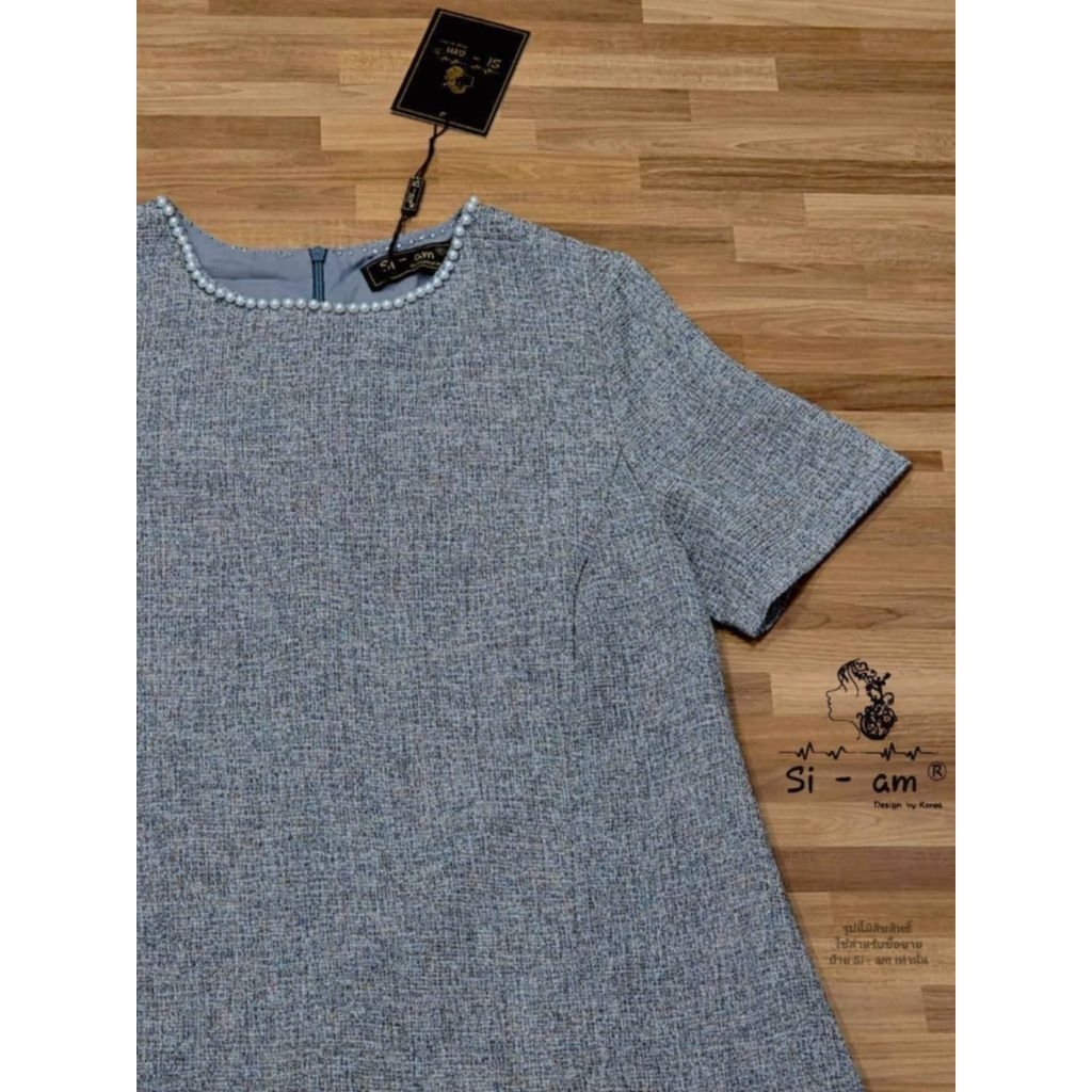 BNSS057💖 มี M,L,XL,3XL (ปกติ) เดรสผ้าทอแต่งโบว์ - รูปที่ 3