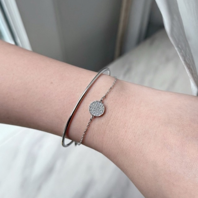 **พร้อมส่ง ใช้codeลดได้📌 Swarovski ginger bangle silver🍋⭐️