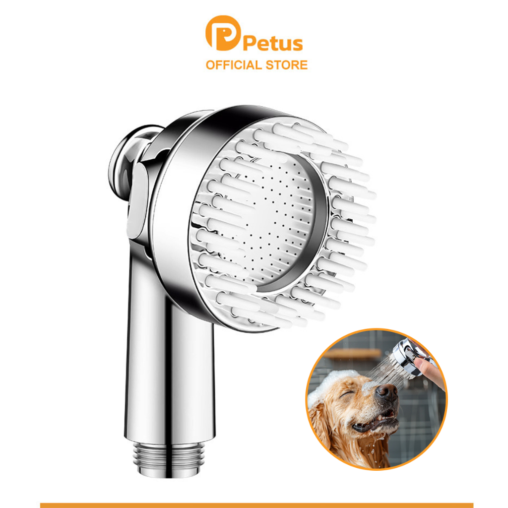 Petus ฝักบัว ฝักบัวอาบน้ำสัตว์เลี้ยง แบบ 3in1 ฝักบัวนวด มีปุ่มเปิด ปิด ในตัว ใช้งานได้หลายประเภท