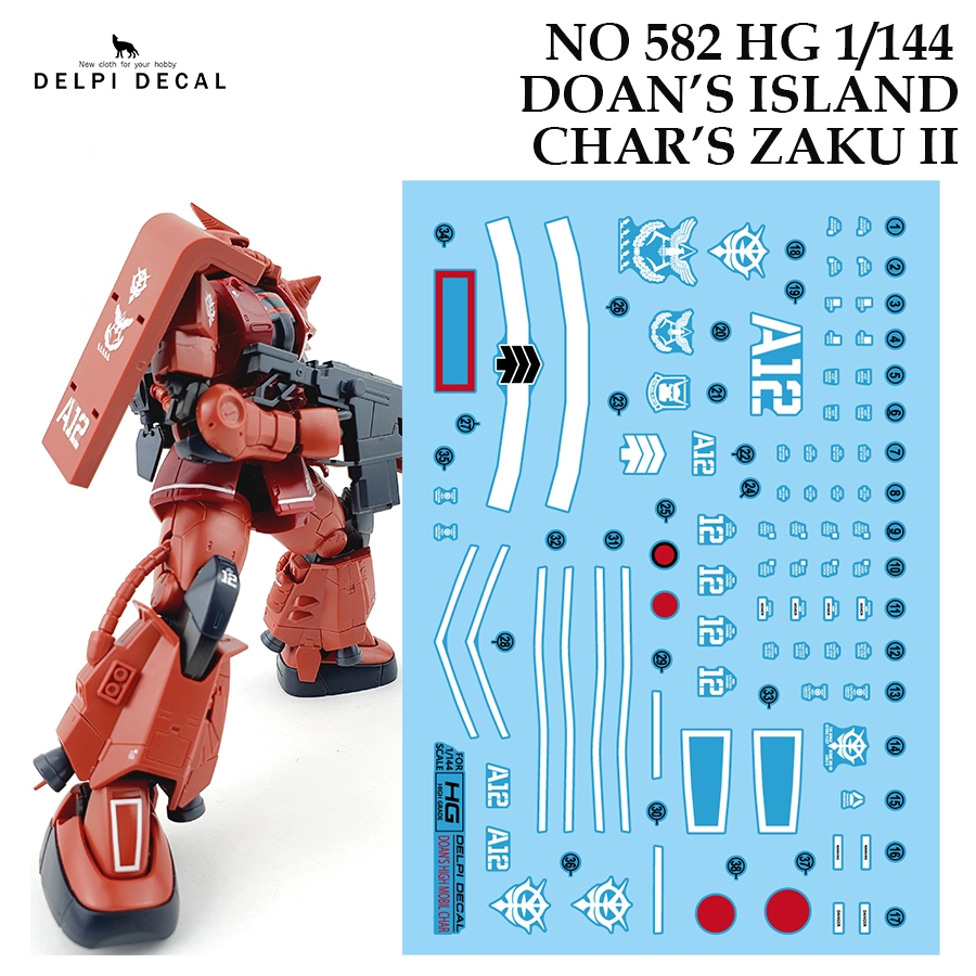 ดีคอลน้ำ [DELPI] 582 [1] HG 1/144 DOAN'S ISLAND CHAR'S ZAKU II GUNDAM WATER SLIDE DECAL