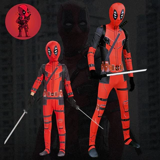 ชุดจั๊มสูทคอสเพลย์ Deadpool Superhero สําหรับเด็ก Deadpool Coslay ฮาโลวีน รุ่นสําหรับของขวัญเด็กอะนิเมะการ์ตูน