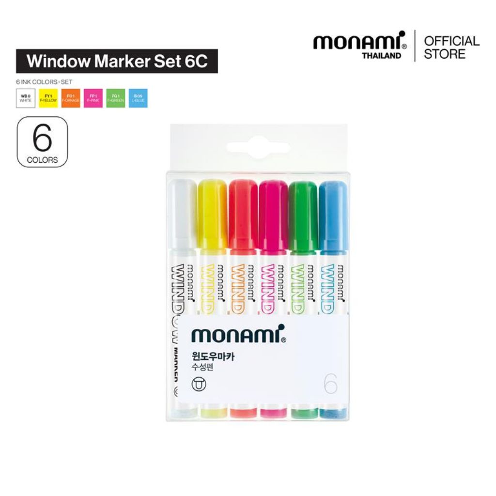 Monami ปากกามาร์คเกอร์เขียนกระจกลบได้ รุ่น Window Marker ชุด 6C