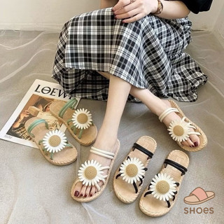 รองเท้าแตะ รองเท้าแตะลายดอกไม้ แฟชั่นฤดูร้อน ใส่ได้ทั้งสวมแล…