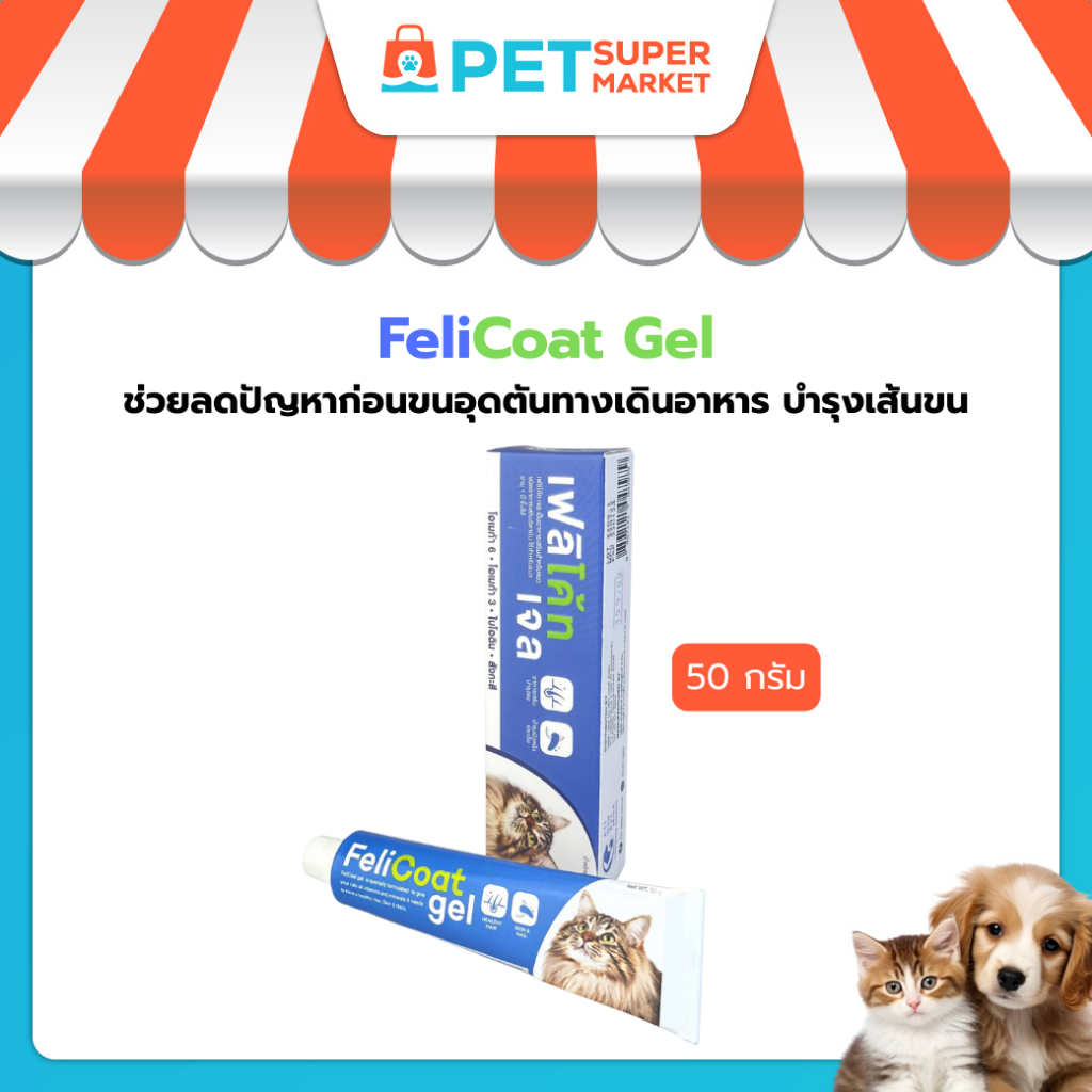 FeliCoat Gel อาหารเสริมแมว วิตามินสำหรับแมว บำรุงขน ผิวหนังให้แข็งแรงไม่หลุดร่วง