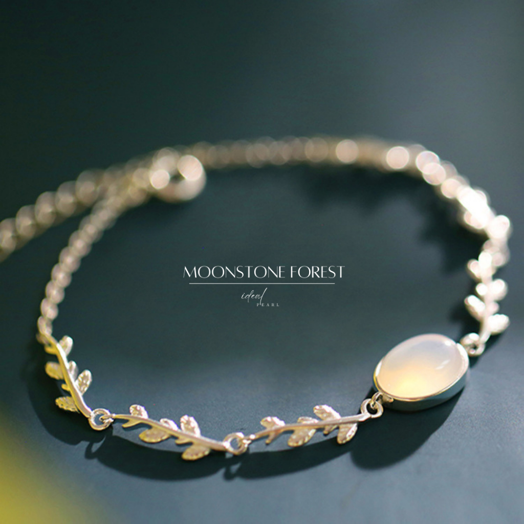 iDEAL ข้อมือพลอย Moonstone Forest ข้อมือเงิน สร้อยข้อมือแฟชั่น สร้อยข้อมือเงิน สร้อยข้อมือผู้หญิง