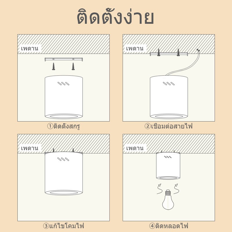 3สี ไฟดาวน์ไลท์โคมไฟติดลอย 3.5นิ้ว 4นิ้ว 5นิ้ว โคมไฟเพดาน หลอดไฟ E27 ที่สามารถถอดเปลี่ยนได้ ดาวน์ไลท์โคมไฟติดลอย - รูปที่ 7