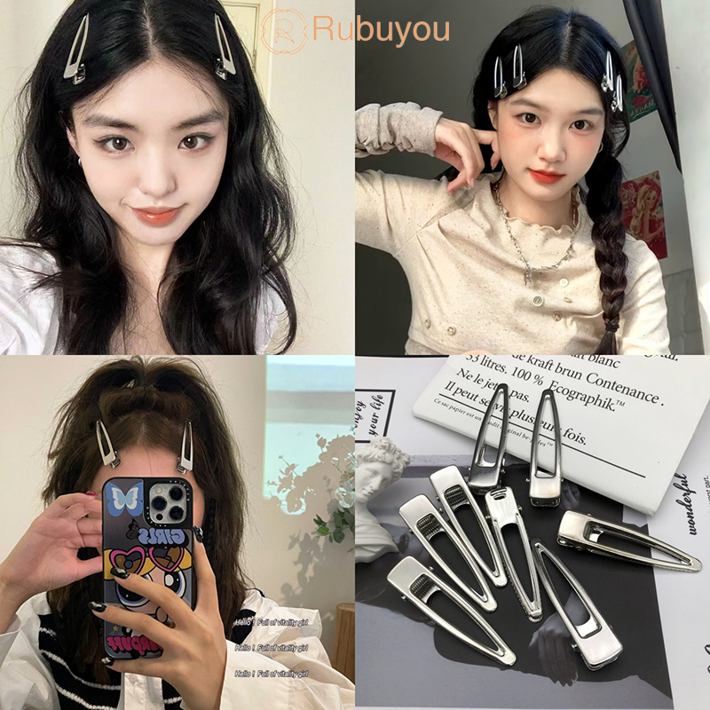 Rubuyou ﻿Ins กิ๊บติดผม สีพื้น หวาน น่ารัก เรียบง่าย ละเอียดอ่อน หน้าม้า คลิปด้านข้าง นักเรียน กิ๊บหนีบผม-COD
