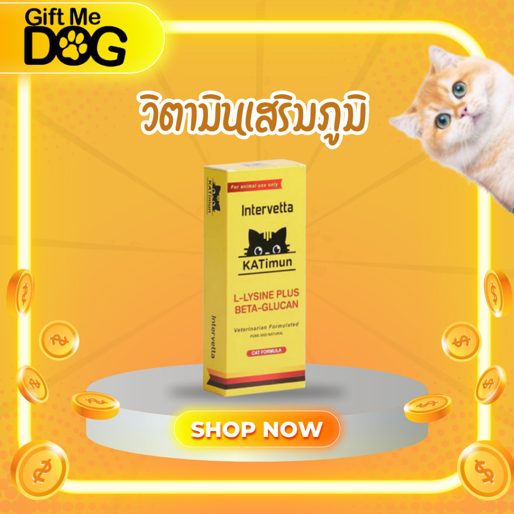 KATimun อาหารเสริม L-lysine Plus และ Beta-Glucan สำหรับเสริมภูมิคุ้มกันแมว 1 กล่อง 30 เม็ด*****ของแท