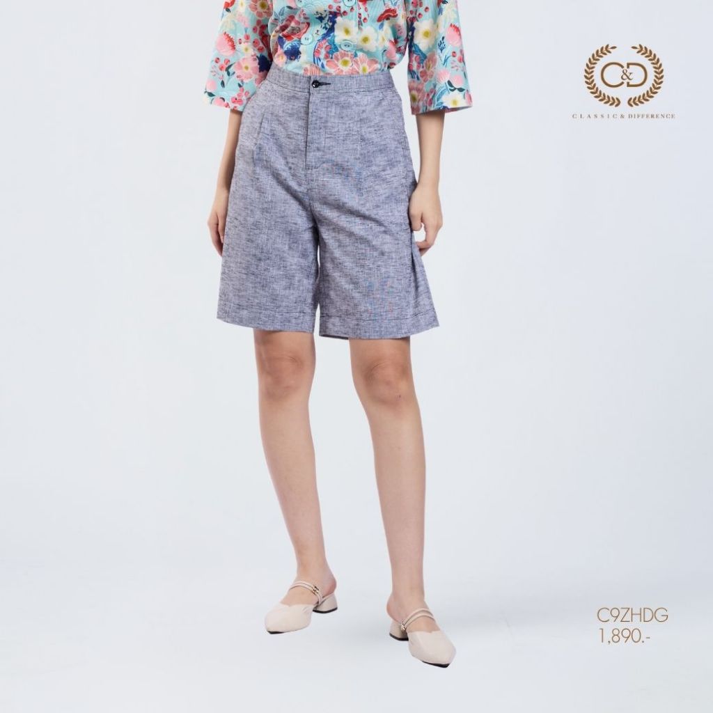 C&D กางเกงผู้หญิงขาสั้น สีเทา C9ZHDG