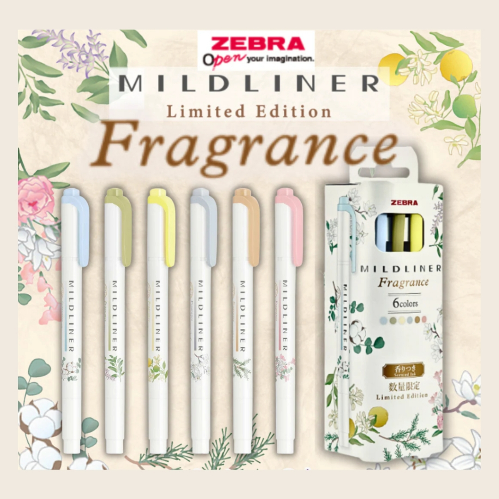 Zebra Mildliner Fragrance Series – ไฮไลต์พาสเทลกลิ่นดอกไม้หอม 6 สี รุ่นลิมิเต็ด (Dual-Tip)