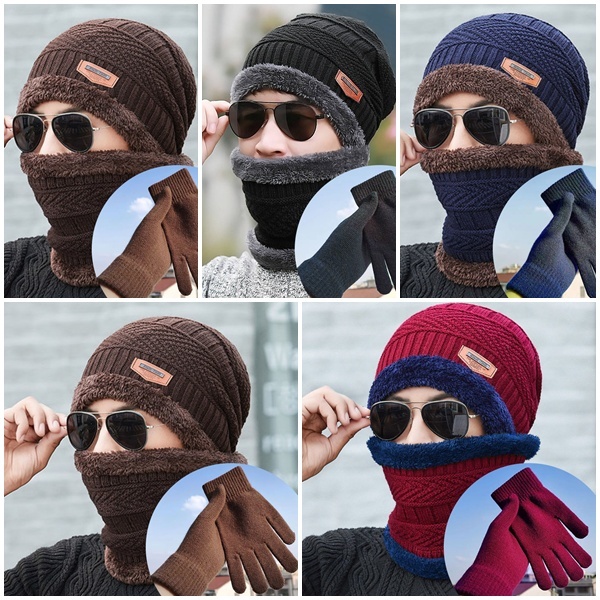 (3ชิ้นเซ็ต)  TB170  หมวกไหมพรม+ปลอกคอ+ถุงมือ