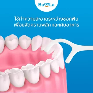 Buoola ไหมขัดฟัน ชนิดด้าม 1 กล่อง 50 ชิ้น ช่วยทำให้ฟันสะอาด ลดคราบพลัคและเศษอาหาร