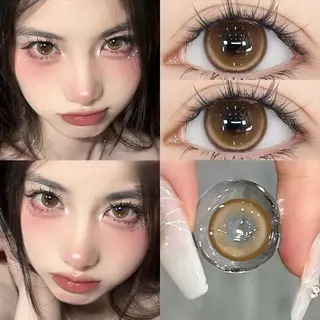 Midroo คอนแทคเลนส์ลายฮิต Big Eyes สายตาปกติ คอนแทคเลนส์ รายเดือน Jelwery Grey/Brown 1คู่-14.5mm