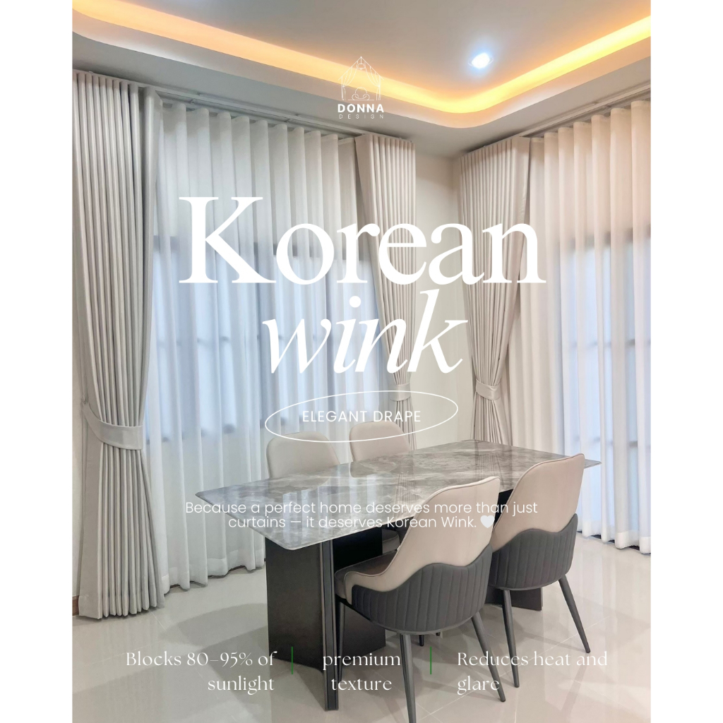 แนะนำ ผ้าม่าน ผ้าม่านตาไก่ สีขาวมุกวิ้ง รุ่นKorean wink กันแสง80-90% สไตล์มินิมอล (แถมสายรวบ+โซ่ถ่วง) ราคาพิเศษ มีเก็บเงินปลายทาง