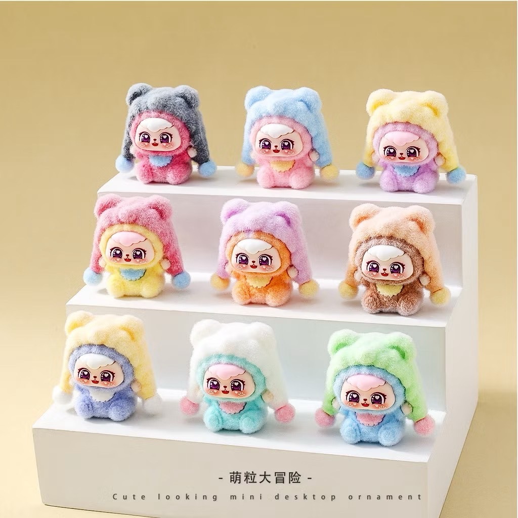 🧸พร้อมส่งในไทย🧸น้องหมีนั่งใส่หมวกถักยาว ขนกำมะหยี่💌 แบบสุ่มสี 💌
