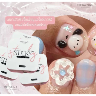 Organail sticky top coat 4in1-*แพคเกตใหม่** ออร์กาเนล สติ๊กกี้ ท็อปโค้ท 4in1 กระปุกชมพู ทำเล็บ