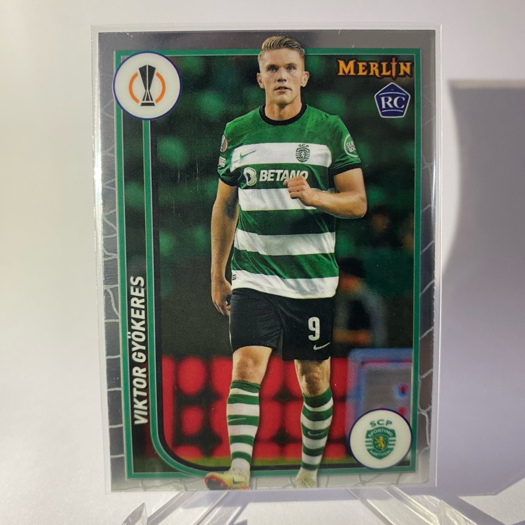 การ์ดนักฟุตบอลสำหรับสะสม VIKTOR GYOKERES, RC, SPORTING, TOPPS MERLIN 2024