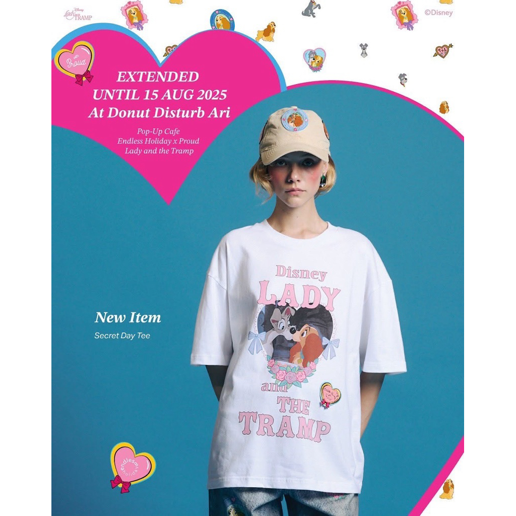 Endless Holiday Lady & The Tramp Secert Day Tee เสื้อยืดสีขาว (used like new)