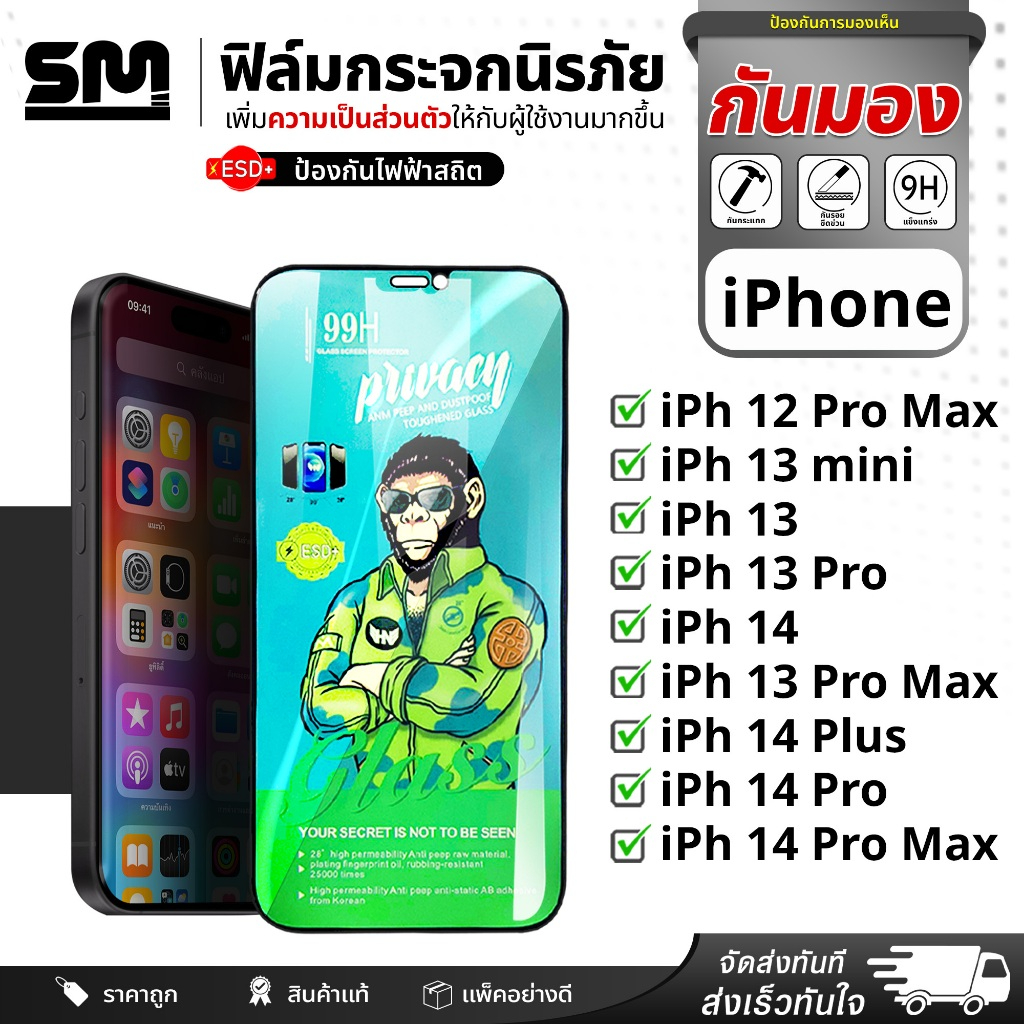 ฟิล์มกันมอง IPH⚫N เต็มจอ iPh 12 Pro Max/ 13 mini/ 13/ 13 Pro/ 14/ 13 Pro Max/ 14 Plus/ 14 Pro/ 14 Pr