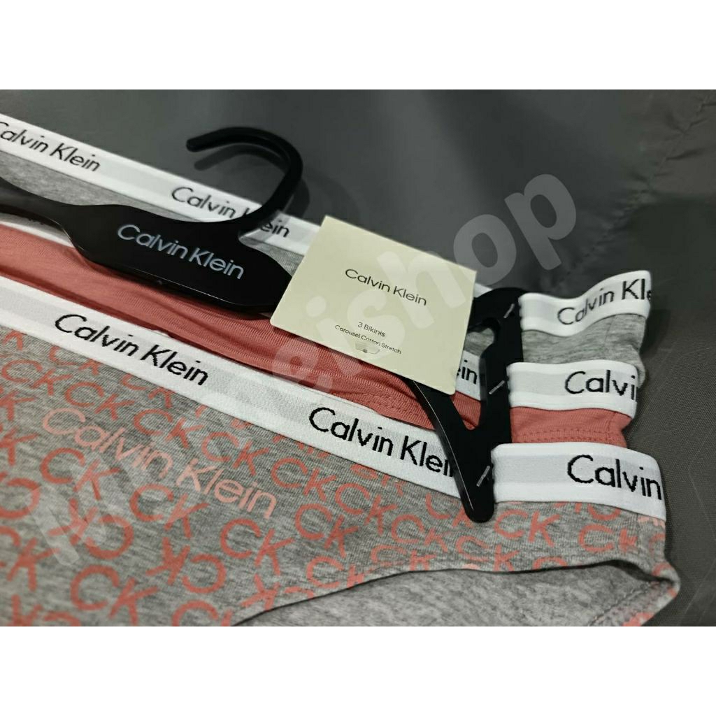 กางเกงใน Calvin Klein ผู้หญิง ของแท้ USA Bikini Carousel Cotton Stretch USA pack 3 กางเกงใน CK กางเก