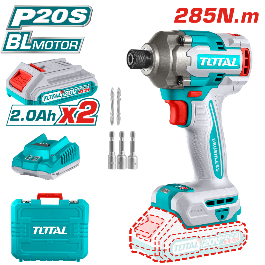 TOTAL สว่านไขควงกระแทกแบตเตอรี่ไร้สาย20V รุ่น TIRLI2028
