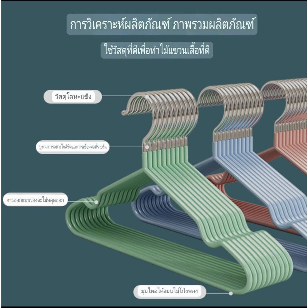 ไม้แขวนเสื้อหุ้มซิลิโคน กัน ลื่น ทนสนิม หัวสแตนเลสแข็งแรงทนทาน ขนาด 40*20cm รุ่น:X1