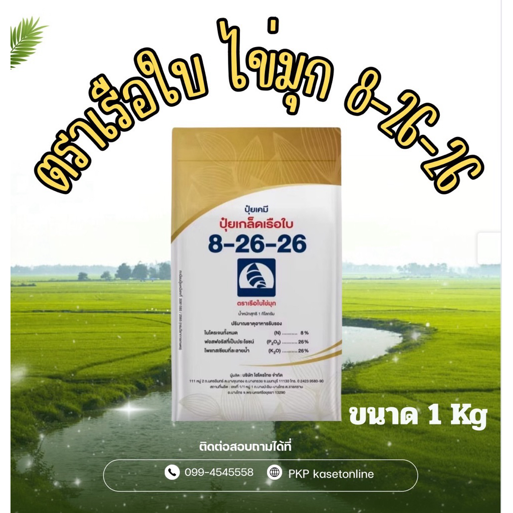 ปุ๋ยเรือใบ สูตร 8-26-26 ( 1 Kg) ปุ๋ยเกล็ดคุณภาพสูง สร้างตาดอก สะสมอาหาร เพิ่มคุณภาพผลผลิต