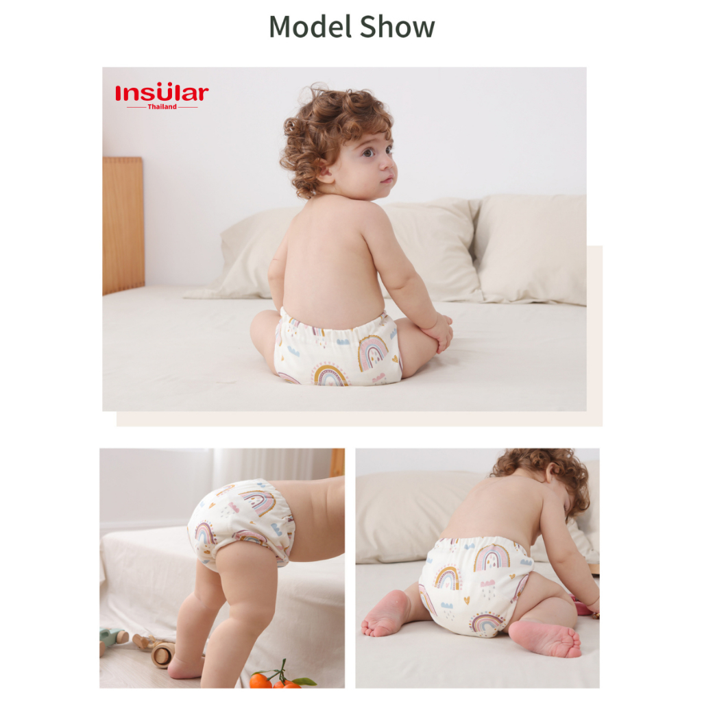 [แพ็ค 3 ชิ้น] อินซูลาร์ กางเกงซับฉี่ สำหรับฝึกเลิกเพิส เด็ก กันน้ำ ซึมซับดีเยี่ยม 6 ชั้น ระบายอากาศดี ไม่รั่วซึม BU - รูปที่ 6