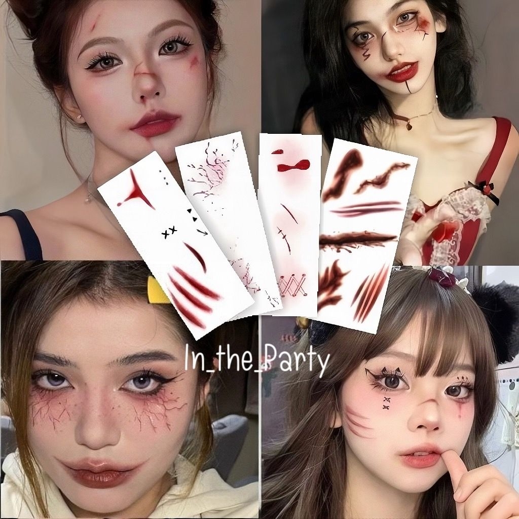 ส่งไว ส่งทุกวัน สติกเกอร์แผล Tattoo Sticker ชั่วคราวฮาโลวีน สร้างรอยแผล halloweenง่ายๆ กันน้ำ