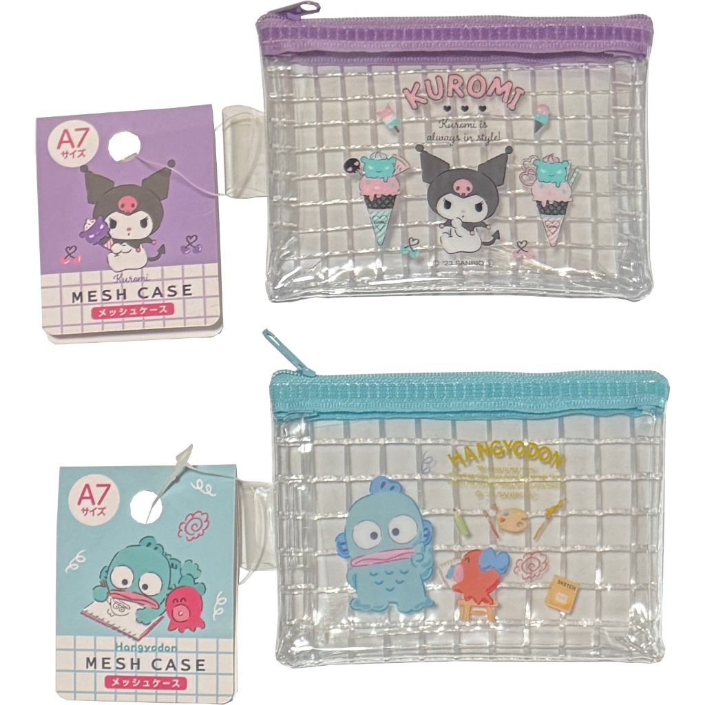 Sanrio ส่งตรงจากญี่ปุ่นSanrio Mesh Flat Vinyl Pouch A7Size 12 ×8.5 cm Zipper Coin Cases Accessories 