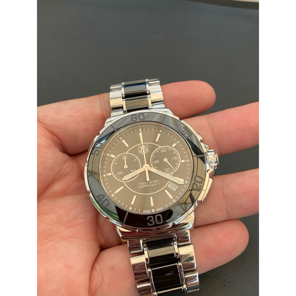 TAG HEUER FORMULA 1 CERAMIC CAH1210 CHRONOGRAPH สีดำ ของแท้ มือสอง สภาพดี