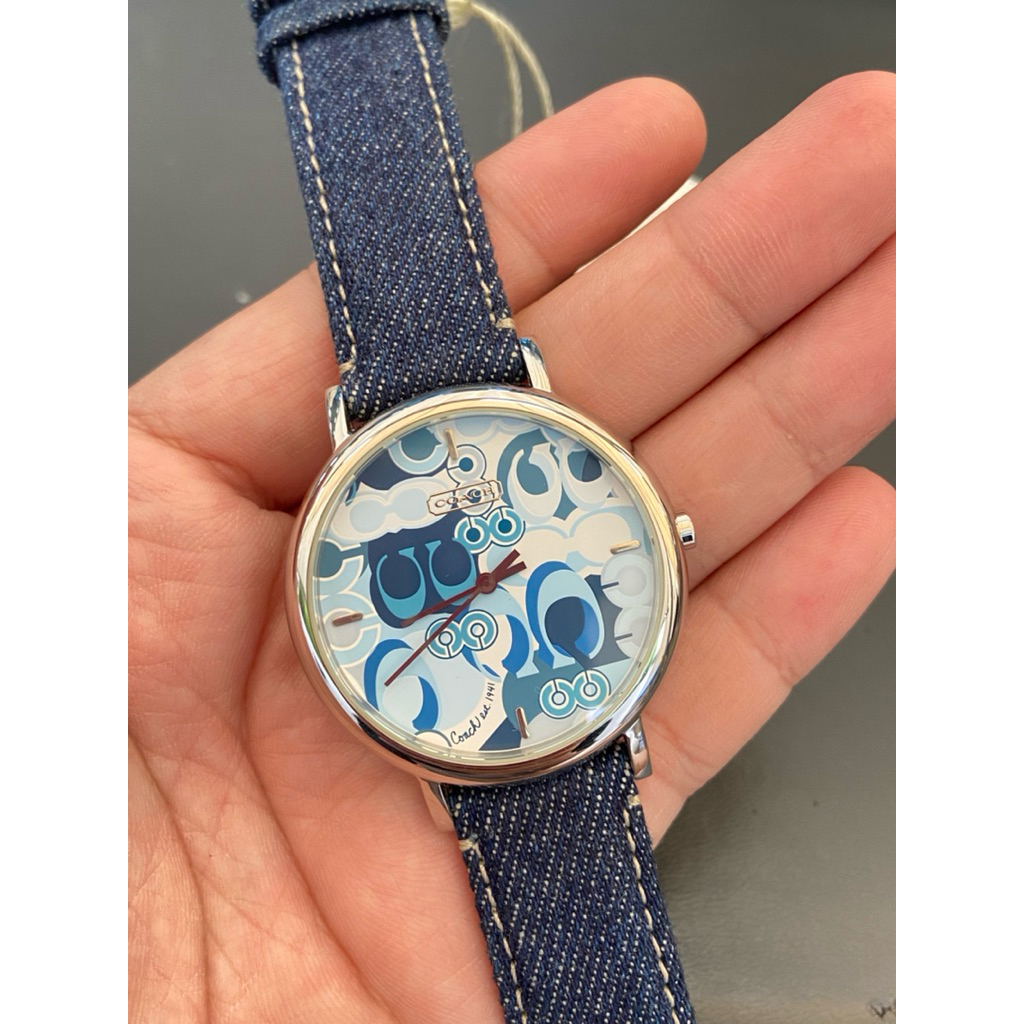 นาฬิกา COACH EST.1941 สายยีนส์ ของแท้ มือสอง สภาพดีมาก