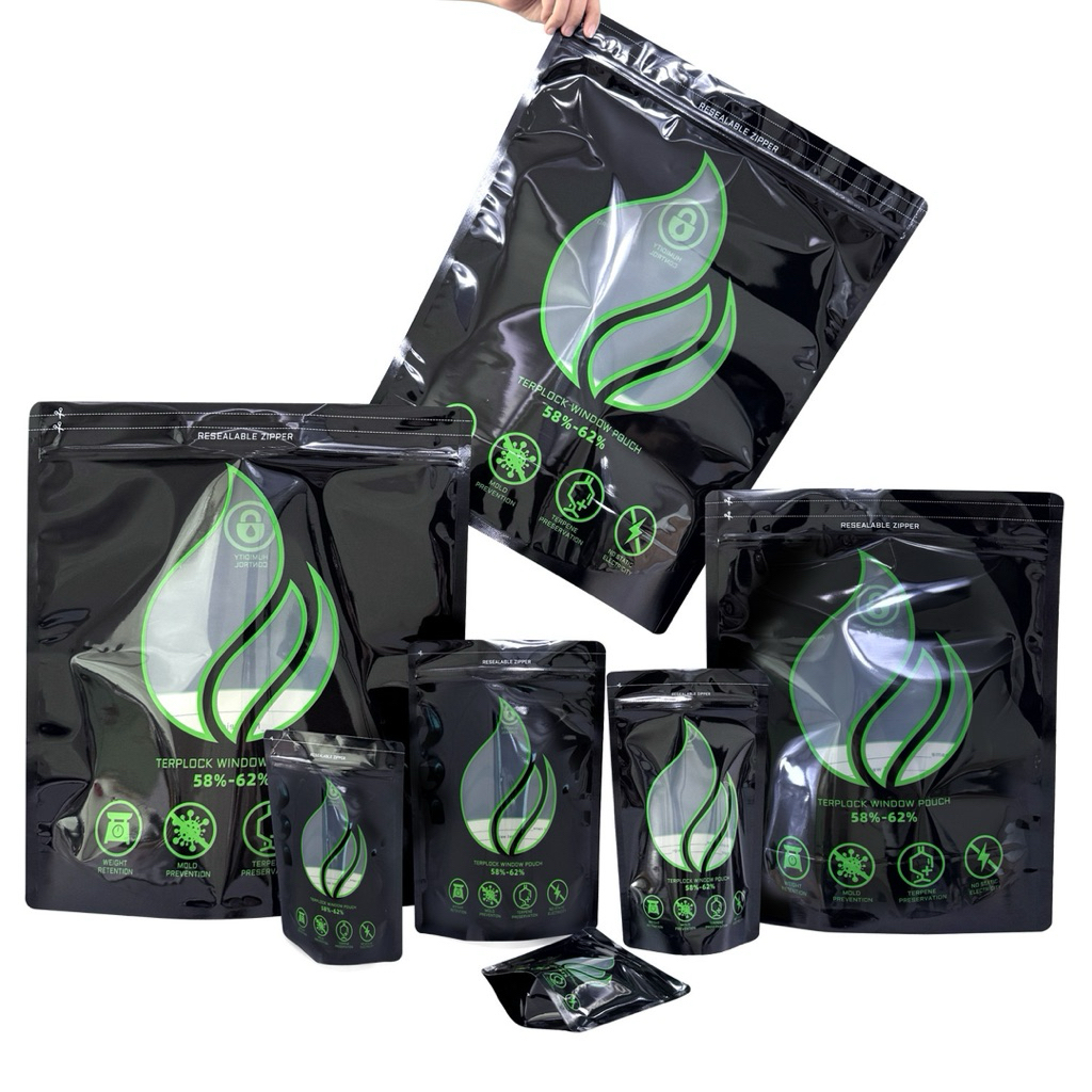 ถุง Zip Bag Terpene Lock สำหรับเก็บรักษา & Curing Bag ป้องกันความชื้น กลิ่นไม่เล็ดรอด (3.5g–2lb)